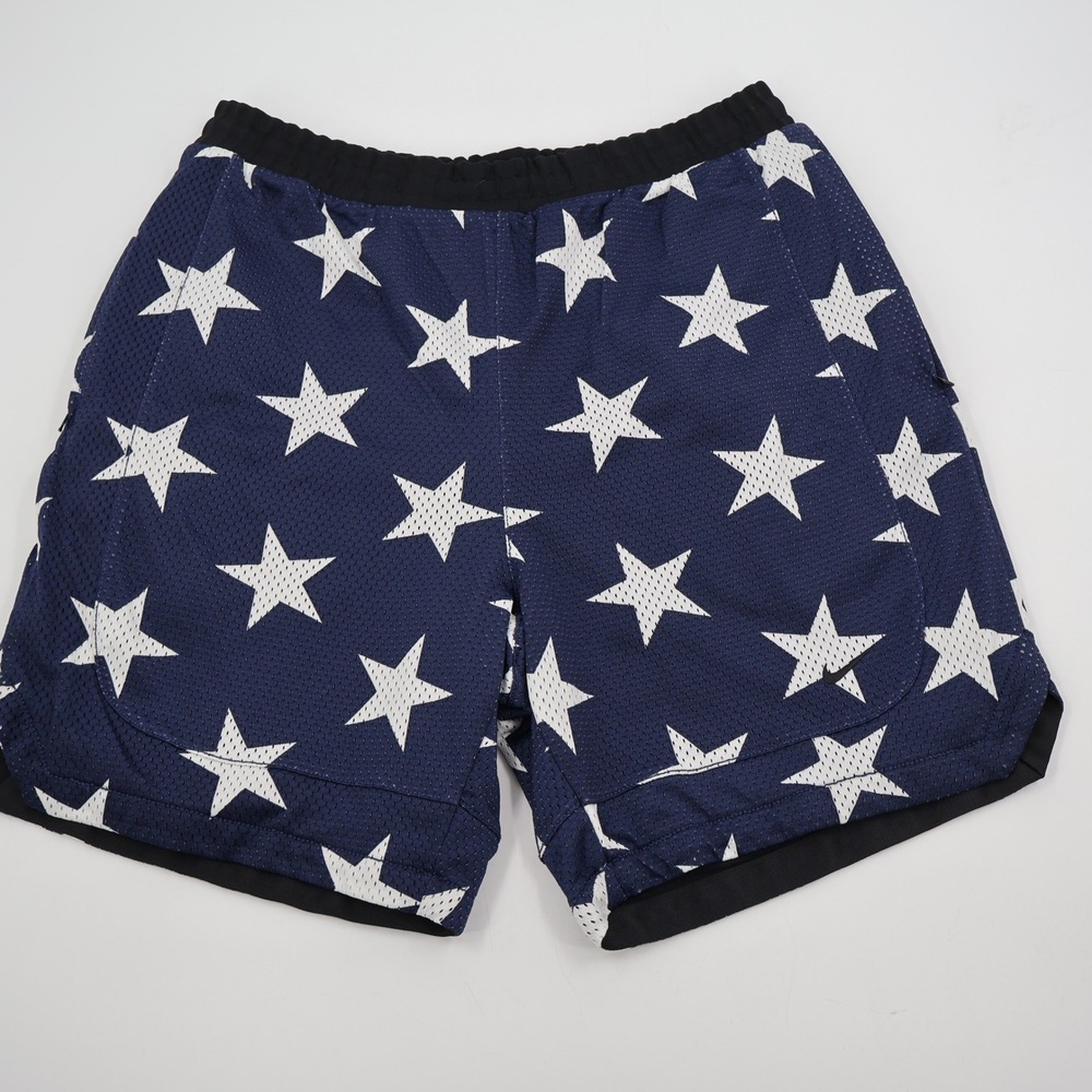 Nike Reversible Basketball Shorts Mens L Blue White Black Stars AV8272-451
